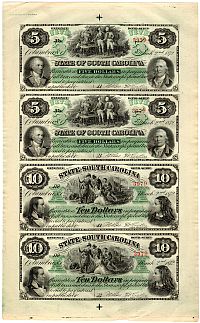 Columbia, SC Revenue Bond Scrip Sheet, 1872 $5-5-10-10, SN=3979, Ch.CU